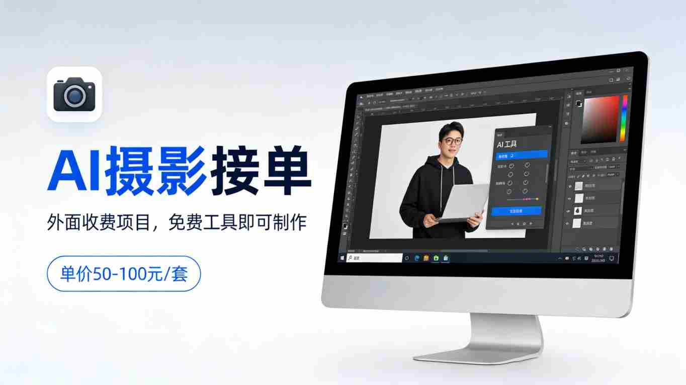 外面收费项目，AI摄影接单，免费工具就可以做，单价50-100一套-创业云网赚项目