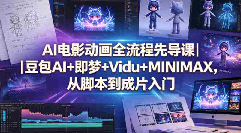 AI电影动画全流程先导课｜豆包AI+即梦+Vidu+MINIMAX，从脚本到成片入门-创业云网赚项目