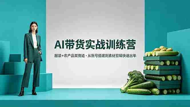 （18355期）AI带货实战训练营，服装+农产品双赛道，从账号搭建到素材剪辑快速出单-创业云网赚项目