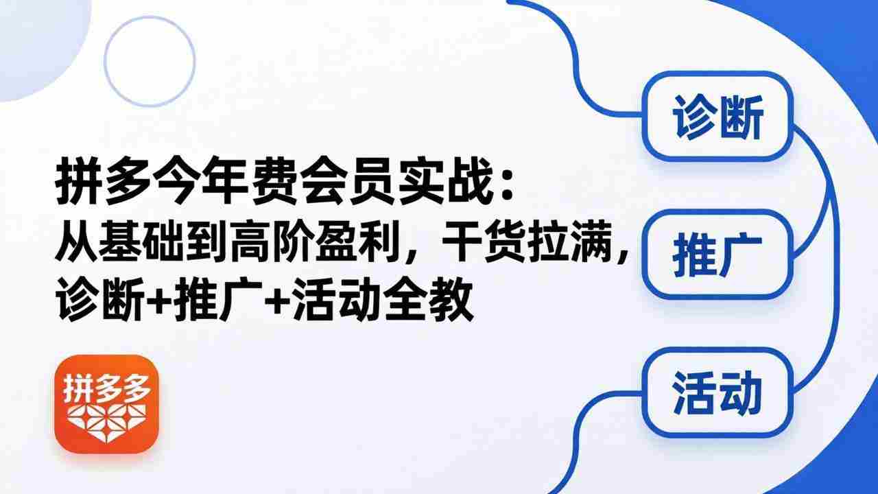 （18407期）拼多多年费会员实战(更新26年5月11)：从基础到高阶盈利，干货拉满，诊断+推广+活动全教-创业云网赚项目