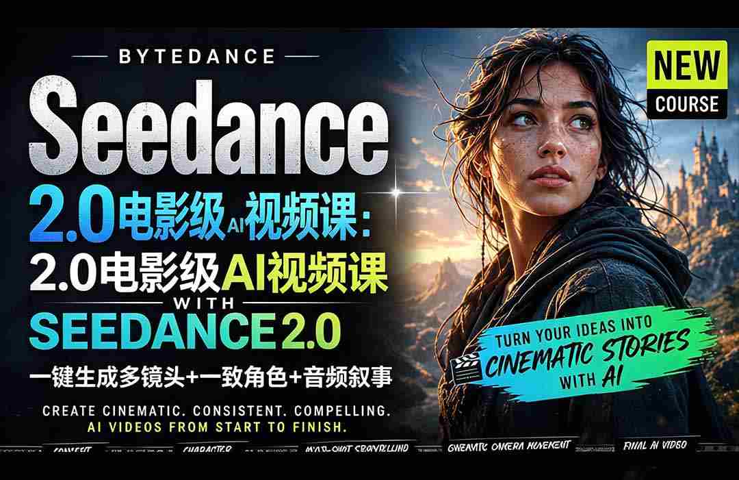 （18415期）Seedance 2.0电影级AI视频课：一键生成多镜头+一致角色+音频叙事-创业云网赚项目