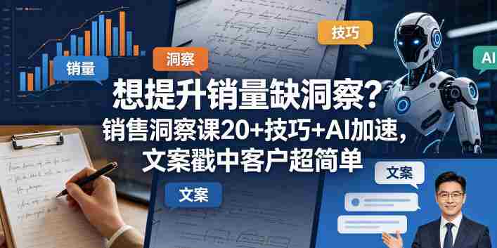 想提升销量缺洞察？销售洞察课20+技巧+AI加速，文案戳中客户超简单【原创双语字幕】-创业云网赚项目