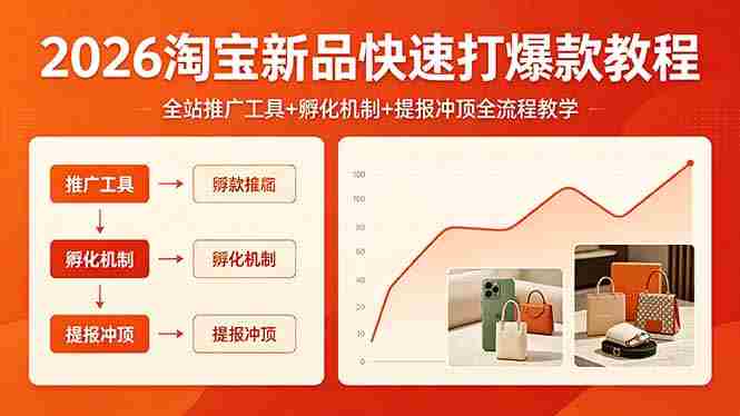 （18422期） 2026淘宝新品快速打爆款教程，全站推广工具+孵化机制+提报冲顶全流程教学-创业云网赚项目