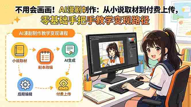 （18439期）不用会画画！AI漫剧制作：从小说取材到付费上传，零基础手把手教学变现路径-创业云网赚项目
