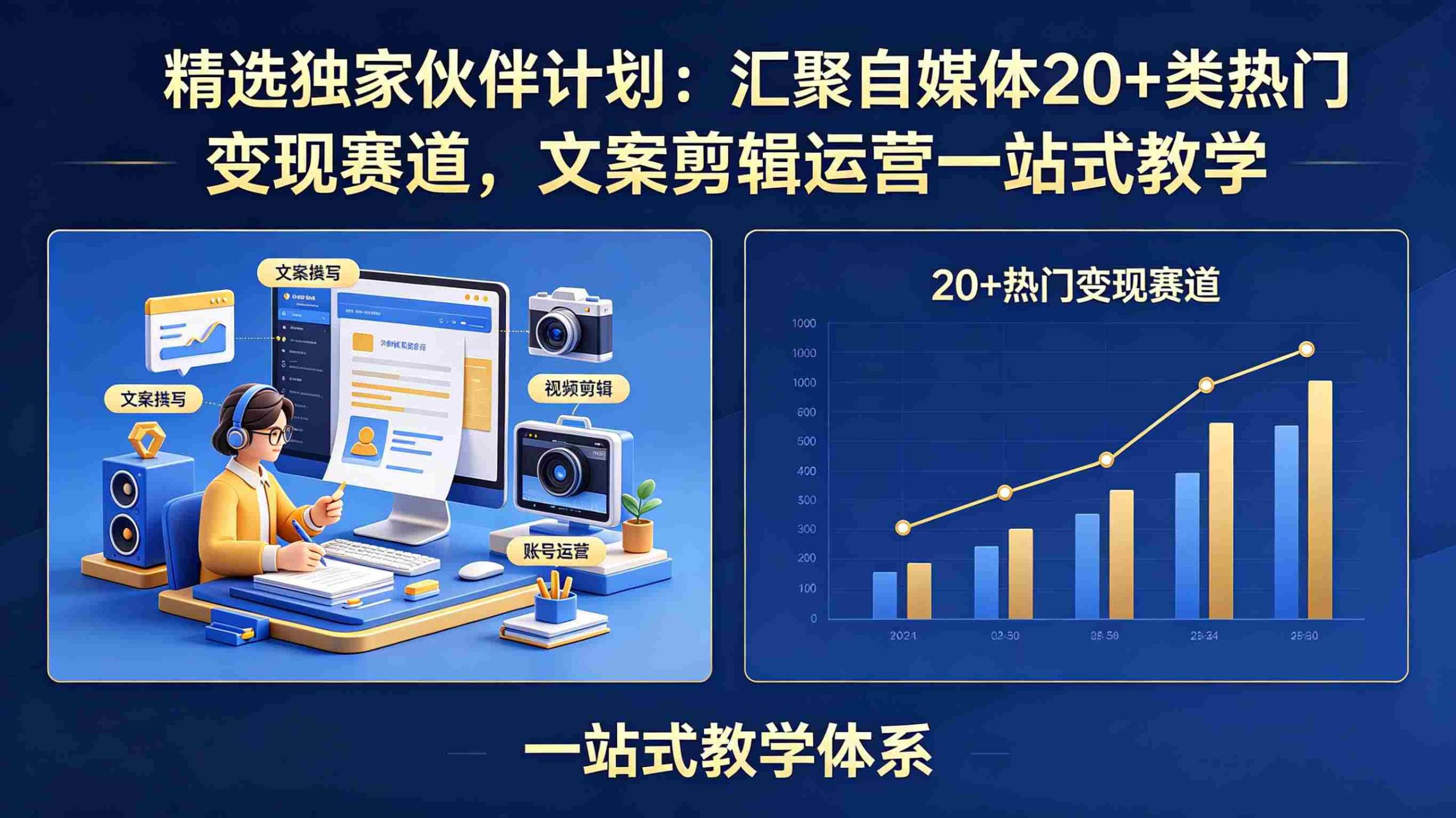 （18478期）精选独家伙伴计划：汇聚自媒体20+类热门变现赛道，文案剪辑运营一站式教学-创业云网赚项目