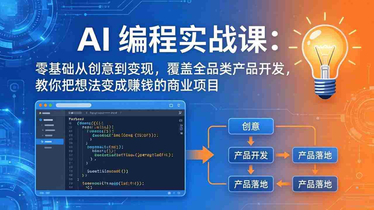 （18670期）AI编程实战课-第三期-5月更新：零基础从创意到变现，覆盖全品类产品开发，把想法变成赚钱项目-创业云网赚项目