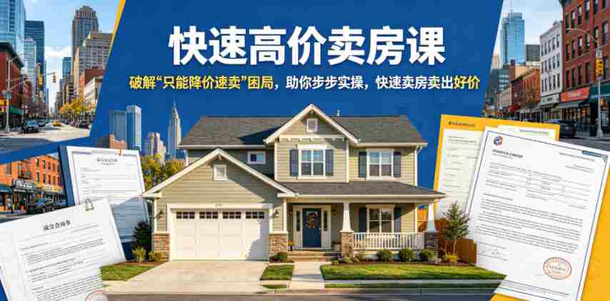 快速高价卖房课，破解“只能降价速卖”困局，助你步步实操，快速卖房卖出好价（更新2026）-创业云网赚项目