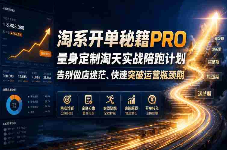 淘系开单秘籍PRO，量身定制淘天实战陪跑计划，告别做店迷茫、快速突破运营瓶颈期（2026年6月11）-创业云网赚项目