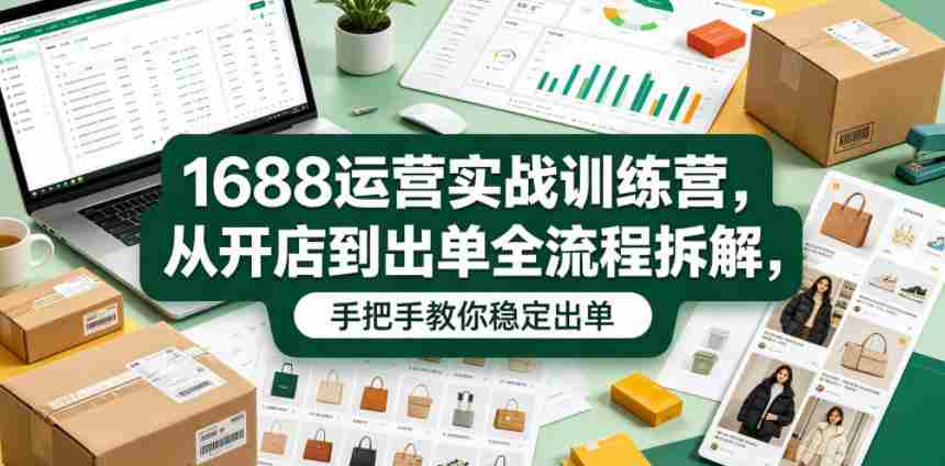 1688运营实战训练营，从开店到出单全流程拆解，手把手教你稳定出单-创业云网赚项目