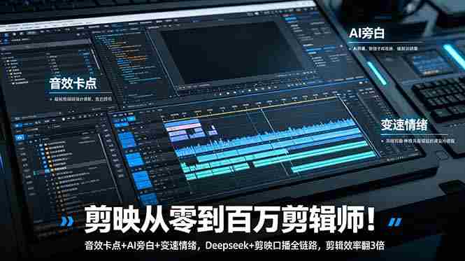 （18867期）剪映从零到百万剪辑师！音效卡点+AI旁白+变速情绪，Deepseek+剪映口播全链路，剪辑效率翻3倍-创业云网赚项目