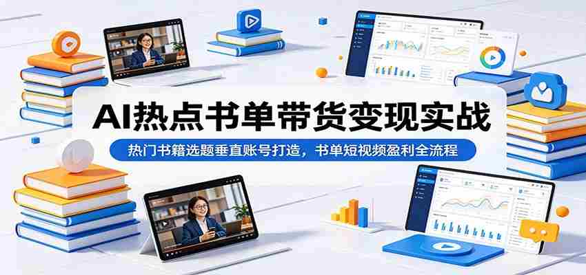 AI热点书单带货变现实战：热门书籍选题垂直账号打造，书单短视频盈利全流程-创业云网赚项目