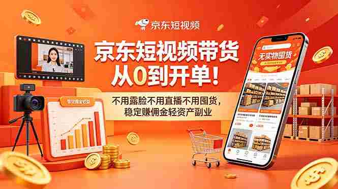 （18895期）京东短视频带货从0到开单！不用露脸不用直播不用囤货，稳定赚佣金轻资产副业-创业云网赚项目