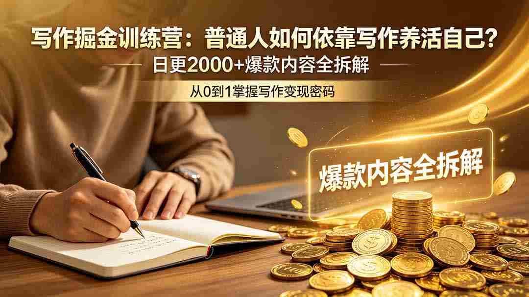 （18901期）写作掘金训练营：普通人如何依靠写作养活自己？日更2000+爆款内容全拆解-创业云网赚项目
