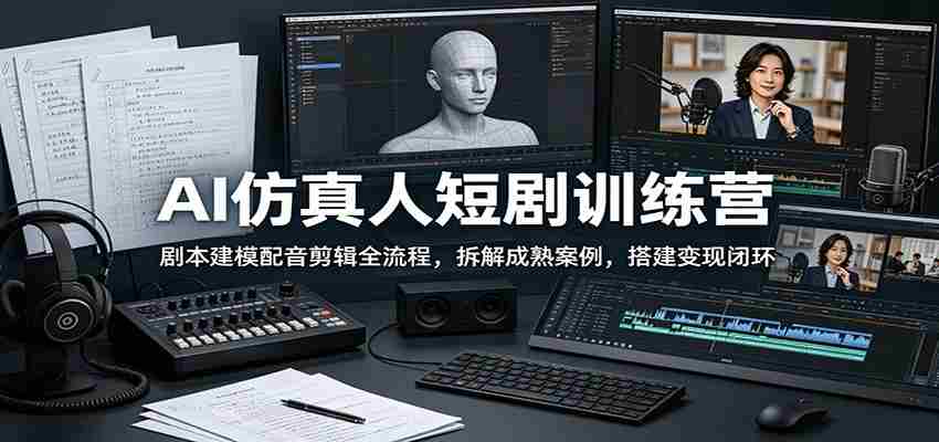 AI仿真人短剧训练营：剧本建模配音剪辑全流程，拆解成熟案例，搭建变现闭环-创业云网赚项目