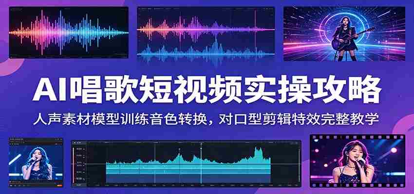AI唱歌短视频实操攻略：人声素材模型训练音色转换，对口型剪辑特效完整教学-创业云网赚项目
