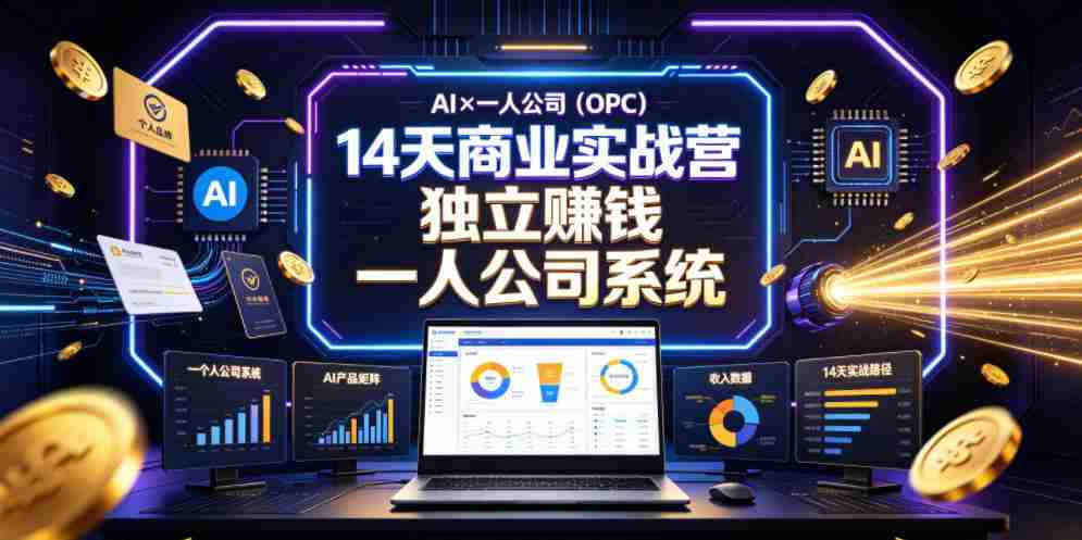 AI×一人公司（OPC）14天商业实战营，用AI帮你搭建一个属于你自己的、能独立賺钱的一人公司系统-创业云网赚项目