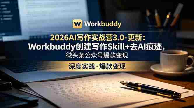 （18995期）2026AI写作实战营3.0-更新：Workbuddy创建写作Skill+去AI痕迹，微头条公众号爆款变现-创业云网赚项目