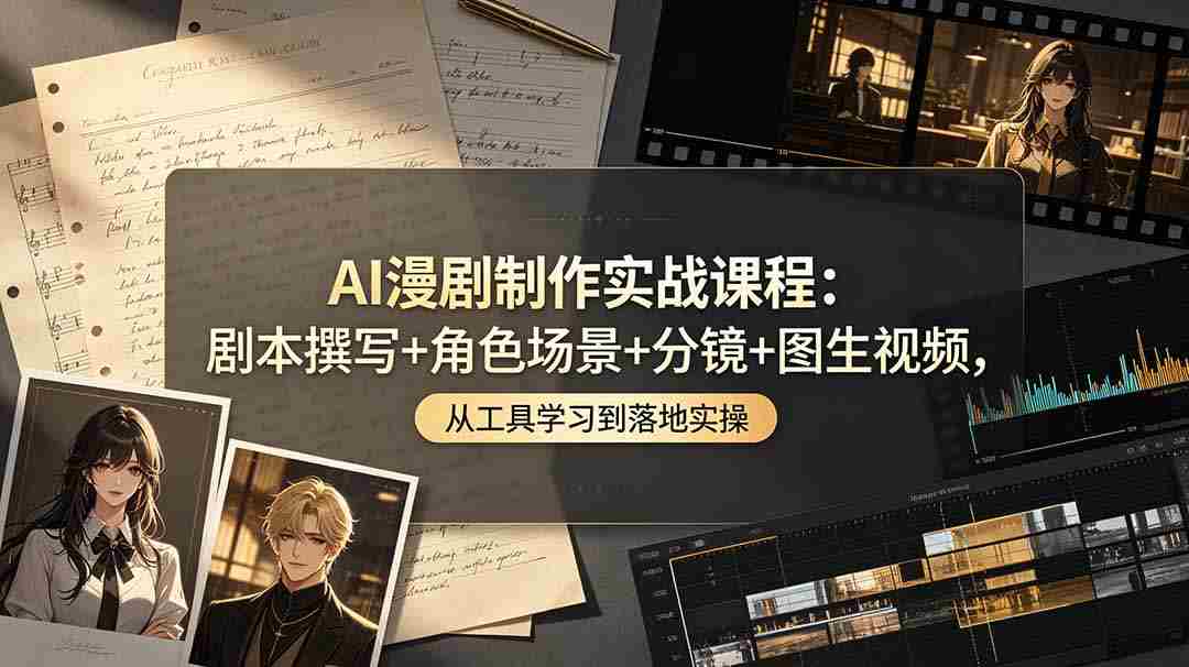 (19020期)AI漫剧制作实战课程:剧本撰写+角色场景+分镜+图生视频,从工具学习到落地实操-创业云网赚项目