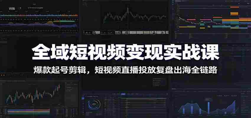 全域短视频变现实战课:爆款起号剪辑,短视频直播投放复盘出海全链路-创业云网赚项目