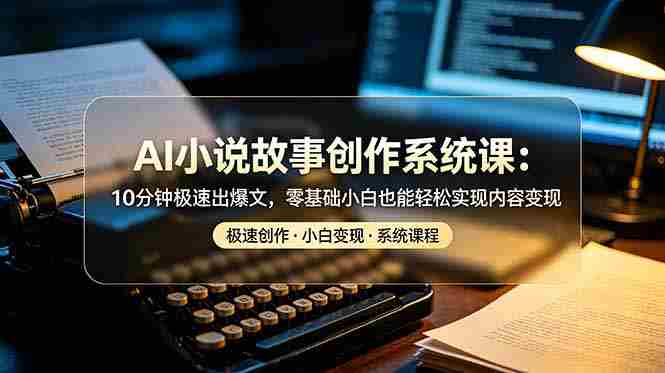 (19053期)AI小说故事创作系统课:10分钟极速出爆文,零基础小白也能轻松实现内容变现-创业云网赚项目