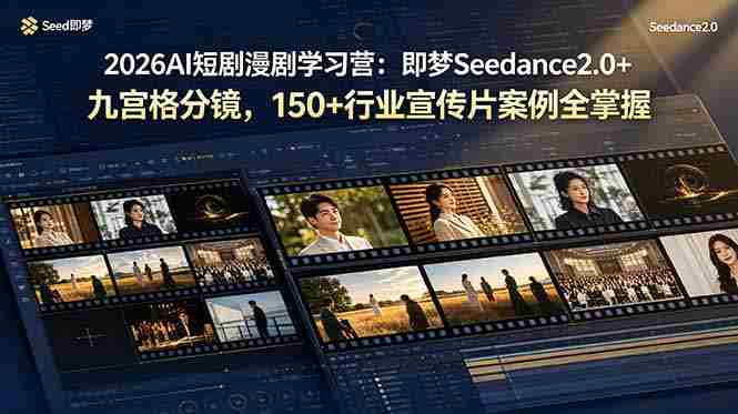（19055期）2026AI短剧漫剧学习营：即梦Seedance2.0+九宫格分镜，150+行业宣传片案例全掌握-创业云网赚项目